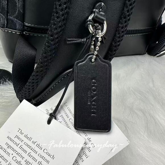 Coach Men's Sprint Backpack In Signature Denim/Silver/Black CAJ57 - Picture 13 of 16